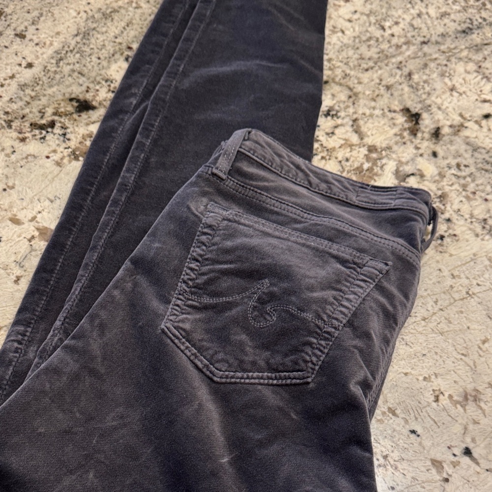 AG Adriano Goldschmied Charcoal Gray Velvet Holiday Pants